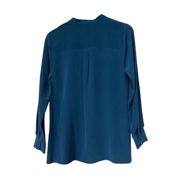 Eileen fisher silk crepe de chine stand collar blouse shirt size XXS - Picture 2 of 12